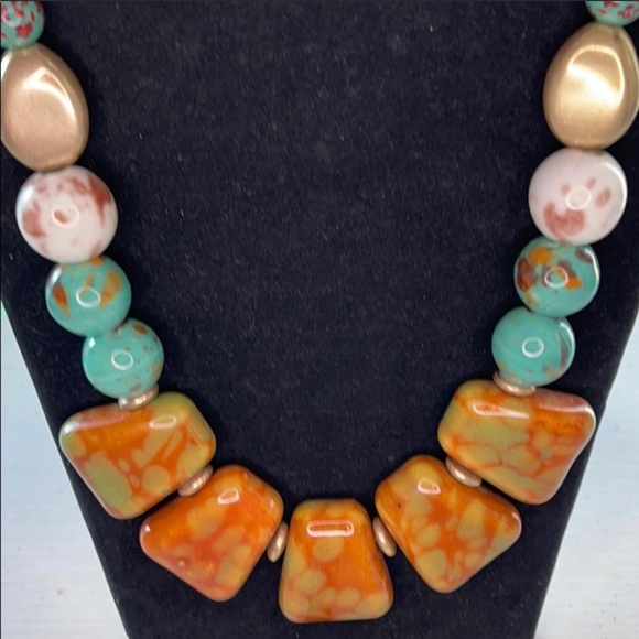 Anthropologie Painted Ceramic Bead Necklace 36” Long - Picture 2 of 3